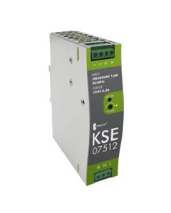 Zasilacz impulsowy KSE 07512M, 75.6W, 12V DC 6.3A, zasil. 85-264V AC, obud. metalowa