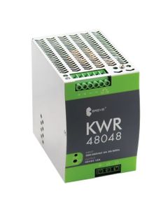 Przemysłowy zasilacz impulsowy KWR 48048, 480W, 48V DC 10A, zasil. 180-550V AC / 254-780V DC, obud. metalowa