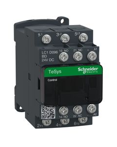 Stycznik LC1D096BD, 3bieg-3NO, 9A w AC3, 4kW, cewka 24V DC, styki pom. 1NO+1NC