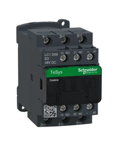 Stycznik LC1D09ED, 3bieg-3NO, 9A w AC3, 4kW, cewka 48V DC, styki pom. 1NO+1NC