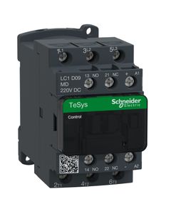 Stycznik LC1D09MD, 3bieg-3NO, 9A w AC3, 4kW, cewka 220V DC, styki pom. 1NO+1NC