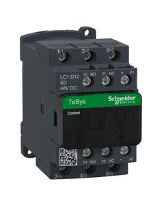 Stycznik LC1D12ED, 3bieg-3NO, 12A w AC3, 5.5kW, cewka 48V DC, styki pom. 1NO+1NC