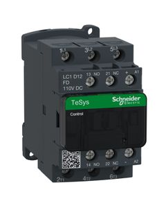 Stycznik LC1D12FD, 3bieg-3NO, 12A w AC3, 5.5kW, cewka 110V DC, styki pom. 1NO+1NC