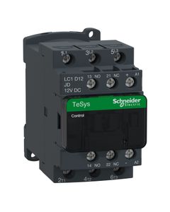 Stycznik LC1D12JD, 3bieg-3NO, 12A w AC3, 5.5kW, cewka 12V DC, styki pom. 1NO+1NC