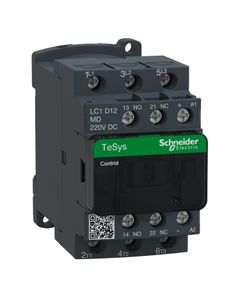 Stycznik LC1D12MD, 3bieg-3NO, 12A w AC3, 5.5kW, cewka 220V DC, styki pom. 1NO+1NC