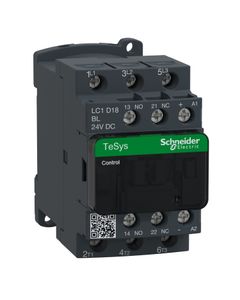 Stycznik LC1D18BL, 3bieg-3NO, 18A w AC3, 7.5kW, cewka 24V DC o niskim pob. mocy, styki pom. 1NO+1NC
