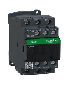 Stycznik LC1D18FD, 3bieg-3NO, 18A w AC3, 7.5kW, cewka 110V DC, styki pom. 1NO+1NC