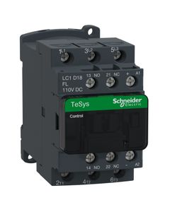 Stycznik LC1D18FL, 3bieg-3NO, 18A w AC3, 7.5kW, cewka 110V DC o niskim pob. mocy, styki pom. 1NO+1NC