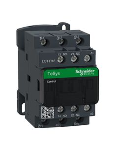Stycznik LC1D18G7, 3bieg-3NO, 18A w AC3, 7.5kW, cewka 120V 50/60Hz, styki pom. 1NO+1NC