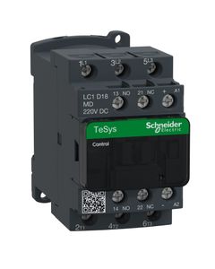 Stycznik LC1D18MD, 3bieg-3NO, 18A w AC3, 7.5kW, cewka 3-18A, styki pom. 1NO+1NC