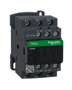 Stycznik LC1D18T7, 3bieg-3NO, 18A w AC3, 7.5kW, cewka 480V 50/60Hz, styki pom. 1NO+1NC