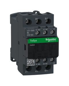 Stycznik LC1D25BL, 3bieg-3NO, 25A w AC3, 11kW, cewka 24V DC o niskim pob. mocy, styki pom. 1NO+1NC