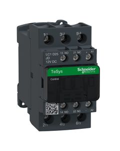 Stycznik LC1D25JD, 3bieg-3NO, 25A w AC3, 11kW, cewka 12V DC, styki pom. 1NO+1NC