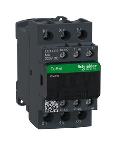 Stycznik LC1D25MD, 3bieg-3NO, 25A w AC3, 11kW, cewka 220V DC o niskim pob. mocy, styki pom. 1NO+1NC