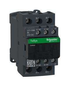 Stycznik LC1D38BL, 3bieg-3NO, 38A w AC3, 18.5kW, cewka 24V DC o niskim pob. mocy, styki pom. 1NO+1NC