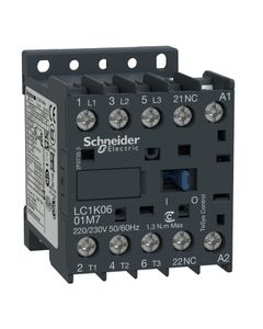 Stycznik LC1K0601B7, 3bieg-3NO, 6A w AC3, 2.2kW, cewka 24V 50/60Hz, styki pom. 1NC