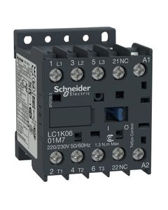 Stycznik LC1K0601D7, 3bieg-3NO, 6A w AC3, 2.2kW, cewka 42V 50/60Hz, styki pom. 1NC