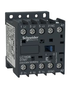 Stycznik LC1K0601F7, 3bieg-3NO, 6A w AC3, 2.2kW, cewka 110V 50/60Hz, styki pom. 1NC