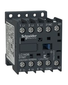 Stycznik LC1K0601P7, 3bieg-3NO, 6A w AC3, 2.2kW, cewka 230V 50/60Hz, styki pom. 1NC