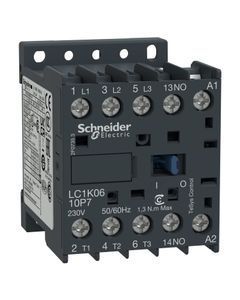 Stycznik LC1K0610P5, 3bieg-3NO, 6A w AC3, 2.2kW, cewka 230V 50Hz, styki pom. 1NO