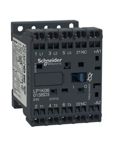 Stycznik LP1K0601BD3, 3bieg-3NO, 6A w AC3, 2.2kW, cewka 24V DC (dioda tłumiąca), styki pom. 1NC