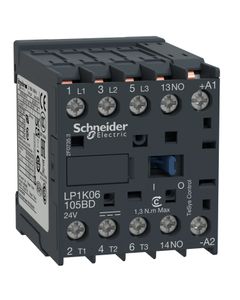 Stycznik LP1K06105BD, 3bieg-3NO, 6A w AC3, 2.2kW, cewka 24V DC, styki pom. 1NO