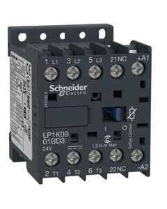 Stycznik LP1K0901BD3, 3bieg-3NO, 9A w AC3, 4kW, cewka 24V DC (dioda tłumiąca), styki pom. 1NC