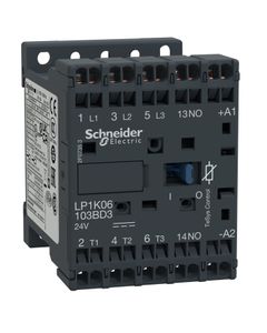 Stycznik LP1K09103BD3, 3bieg-3NO, 9A w AC3, 4kW, cewka 24V DC (dioda tłumiąca), styki pom. 1NO