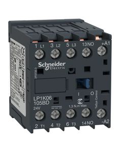 Stycznik LP1K09105BD, 3bieg-3NO, 9A w AC3, 4kW, cewka 24V DC, styki pom. 1NO