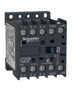 Stycznik LP1K0910BD3, 3bieg-3NO, 9A w AC3, 4kW, cewka 24V DC (dioda tłumiąca), styki pom. 1NO