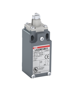 Łącznik krańcowy LS32M12B11, 1NO+1NC migowe, trzpień wciskany z rolką metalową fi 11, metal IP65, M16