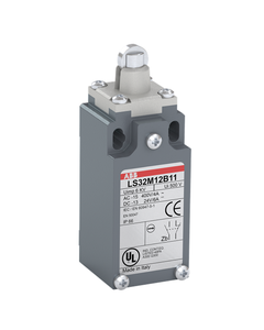 Łącznik krańcowy LS33M12L02, 2NC wolne, trzpień wciskany z rolką metalową fi 11, metal IP65, M20