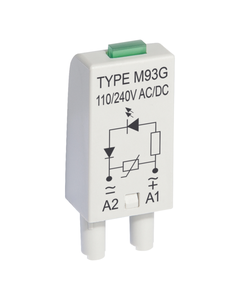 Moduł M93G typu LV, 110-240V AC/DC, dioda LED zielona + dioda tłumiąca na cewkach AC i DC