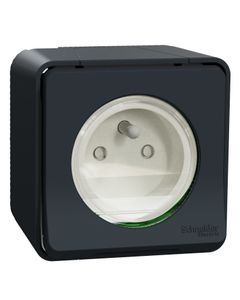 Mureva - Gniazdo n/t 2P+PE antracytowe, IP55