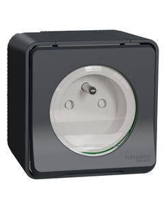 Mureva - Gniazdo n/t 2P+PE antracytowe,  zaciski śrubowe, IP55