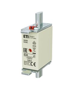 Wkładka topikowa NH000 gG 63A/500V przemysłowa zwłoczna 500V KOMBI