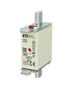 Wkładka topikowa NH000 gG 80A/500V przemysłowa zwłoczna 500V KOMBI