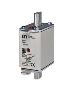 Wkładka topikowa NH00/WT-00 gF 80A/500V szybka, KOMBI
