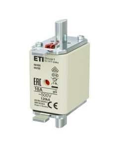 Wkładka topikowa NH00 gG 10A/500V przemysłowa zwłoczna 500V KOMBI