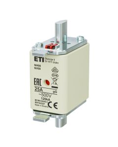 Wkładka topikowa NH00 gG 25A/500V przemysłowa zwłoczna 500V KOMBI