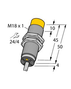 Czujnik indukcyjny NI14-M18-VN6X 7M, M18 Sn-14mm, 10-30V DC, NPN NO/NC, czoło niewbudowane, 4-przew. kabel 7m, mosiądz c...