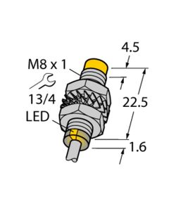 Czujnik indukcyjny NI3-M08K-AN6X, M8 Sn-3mm, 10-30V DC, NPN NO, czoło niewbudowane, 3-przew. kabel 2m, mosiądz nikl. L24...