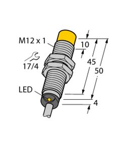Czujnik indukcyjny NI8-M12-VP6X 7M, M12 Sn-8mm, 10-30V DC, PNP NO/NC, czoło niewbudowane, 4-przew. kabel 7m, mosiądz chr...