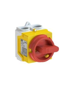 Rozłącznik w obudowie ONE20M4Y, 20A, 4-biegunowy 0-1, żółta pokrywa, czerwone pokrętło, IP67