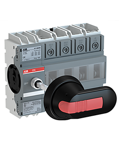 Rozłącznik izolacyjny OT160G04P, 4P 160A, napęd przedni, z wałkiem i czarną rączką