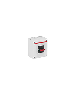Rozłącznik bezpieczeństwa OTP16T3M, 3P 16A, 7.5kW, ob. plastikowa IP65, czarne pokrętło, styk pom. 1NO, zaciski N+PE...