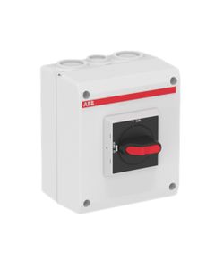Rozłącznik w obudowie OTP25B3M, 3P 25A, ob. plastikowa IP65, czarne pokrętło, zaciski N+PE
