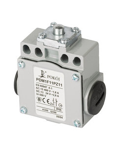 Łącznik krańcowy PDM1F11PZ11, 1NO+1NC migowe, popychacz stalowy, metal IP66, 2xPG13.5