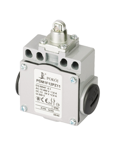 Łącznik krańcowy PDM1F12PZ11, 1NO+1NC migowe, popychacz stalowy z rolką stalową fi 11, metal IP66, 2xPG13.5