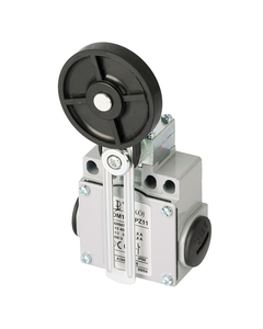Łącznik krańcowy PDM1F52PZ11, 1NO+1NC migowe, regulowana dźwignia z rolką z gumy fi 50, metal IP65, 2xPG13.5